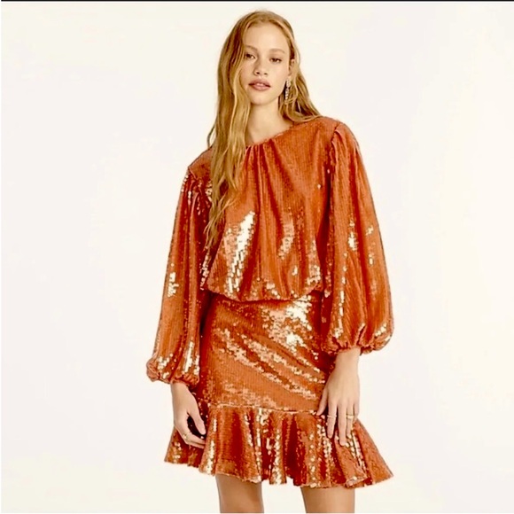 ❤️‍🔥 Taylor Swift “Showgirl Orange” J Crew Sequin Orange Top size 2, will fit 4 - Picture 4 of 5